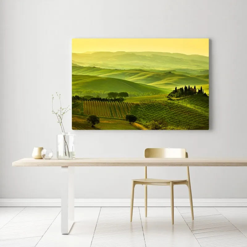 Obraz na płótnie Toskania zielone wzgórza – Wallissimo® Obraz na płótnie Toskania zielone wzgórza – Wallissimo®