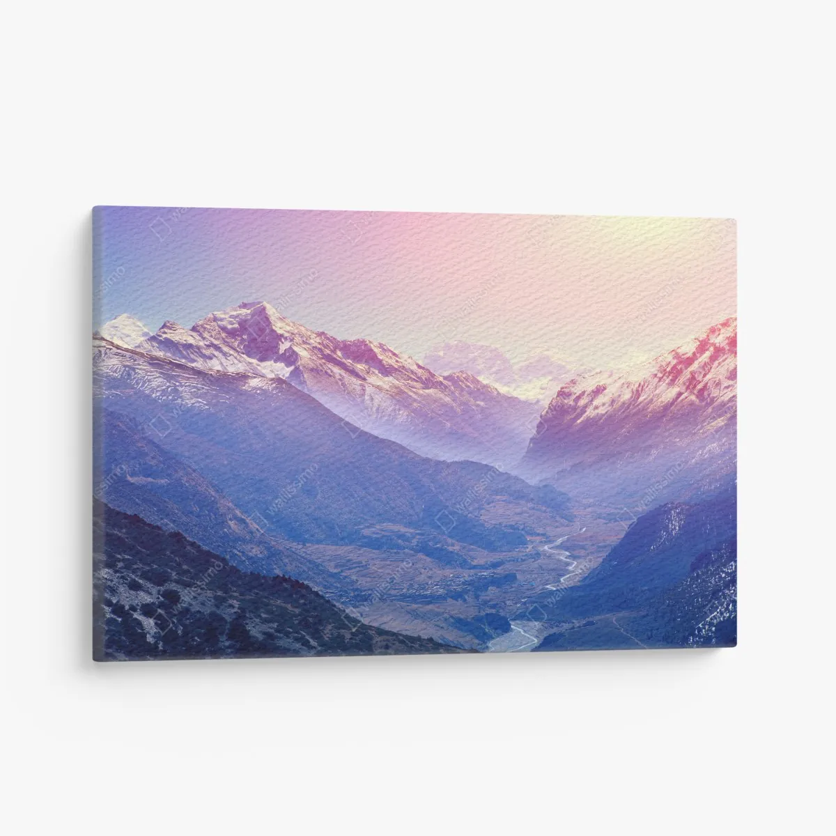 Obraz na płótnie pastelowa dolina górska o świcie – Wallissimo® Obraz na płótnie pastelowa dolina górska o świcie – Wallissimo®