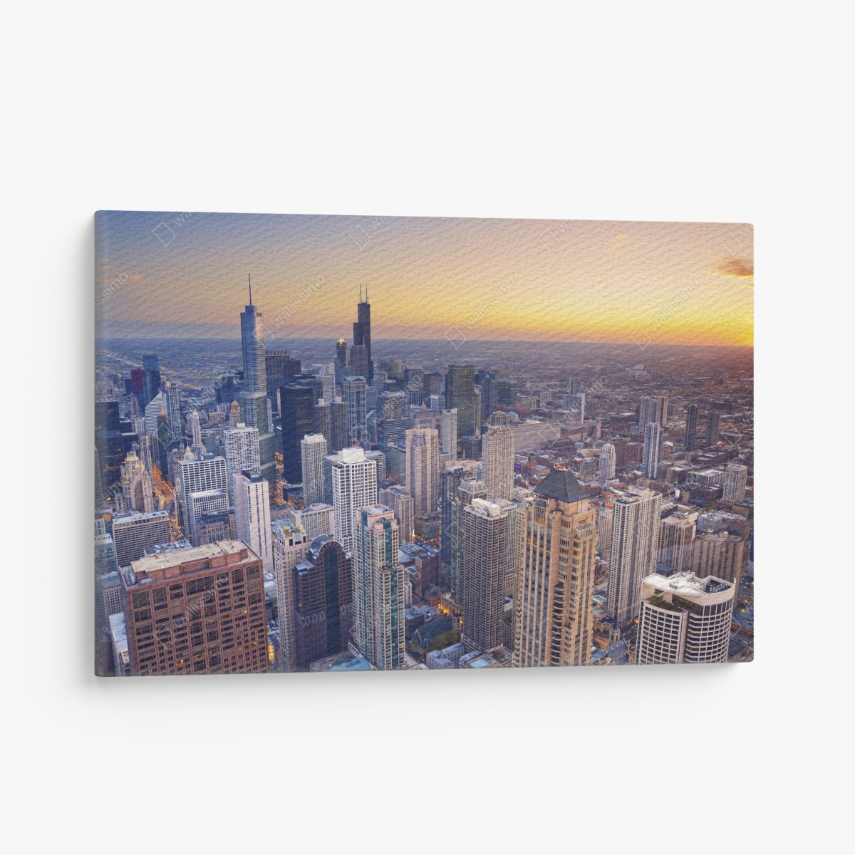 Canvas print sunset city skyline panorama