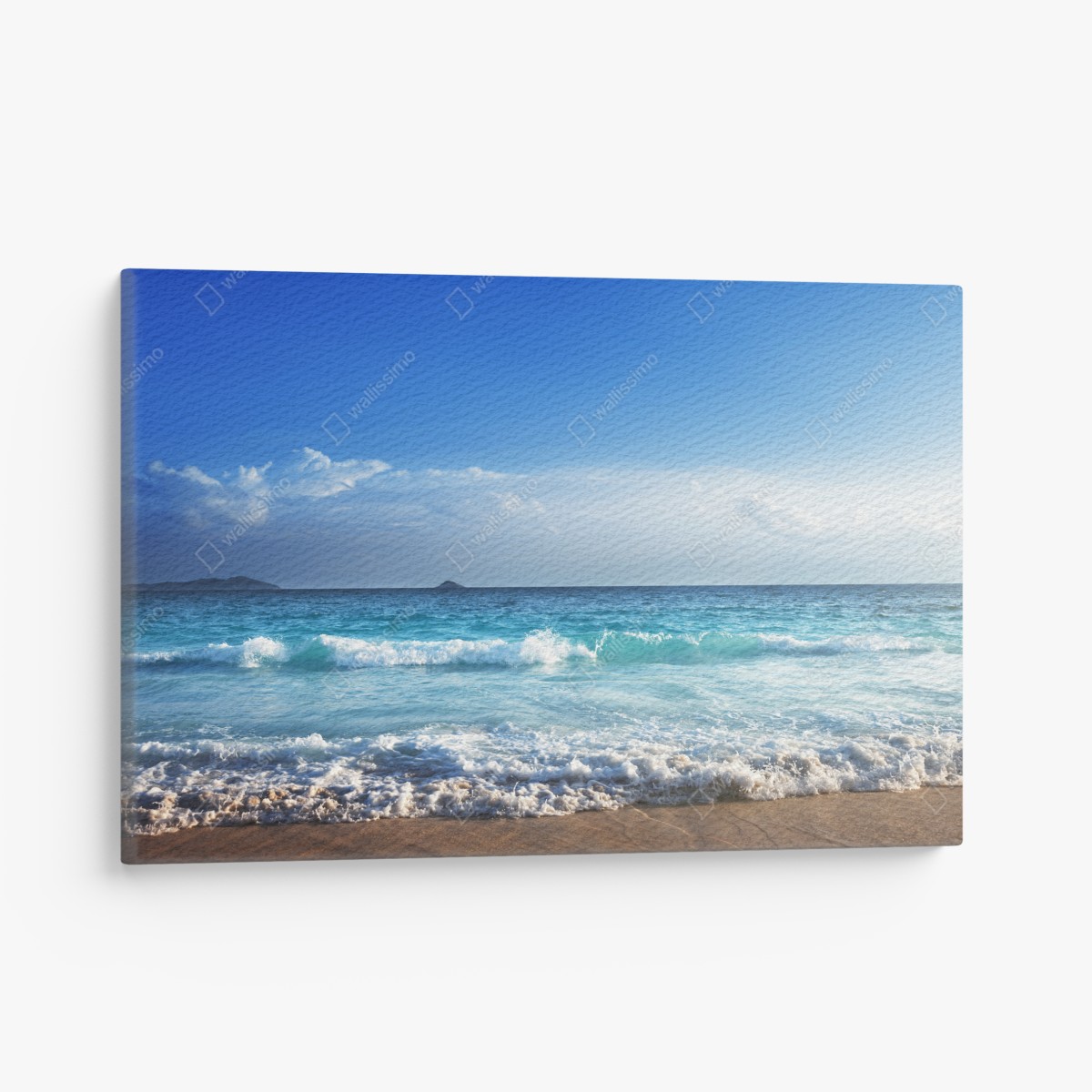 Canvas print tropical Seychelles beach at sunset