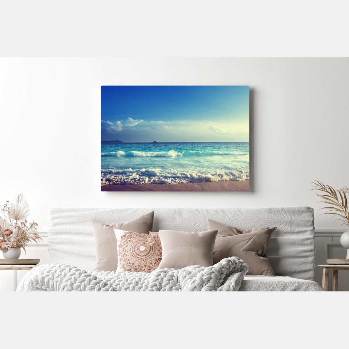 Obraz na płótnie plaża na Seszelach o zachodzie słońca – Wallissimo® Obraz na płótnie plaża na Seszelach o zachodzie słońca – Wallissimo®