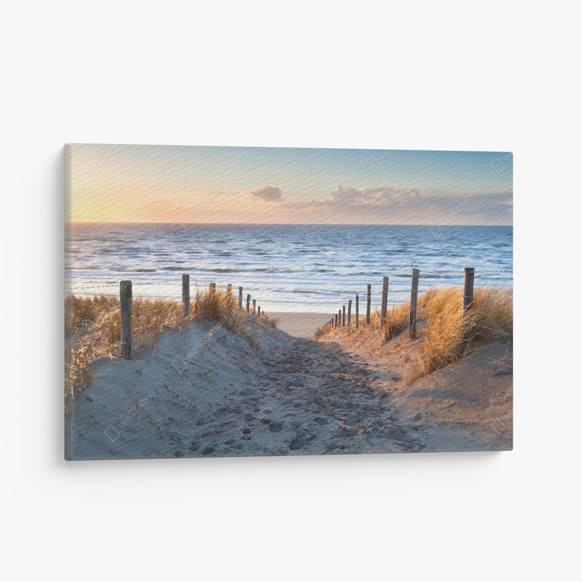 Canvas print sunset path to the North Sea, Holland