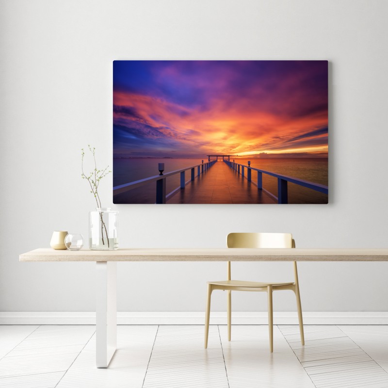 Obraz na płótnie molo o zachodzie słońca na plaży – Wallissimo® Obraz na płótnie molo o zachodzie słońca na plaży – Wallissimo®