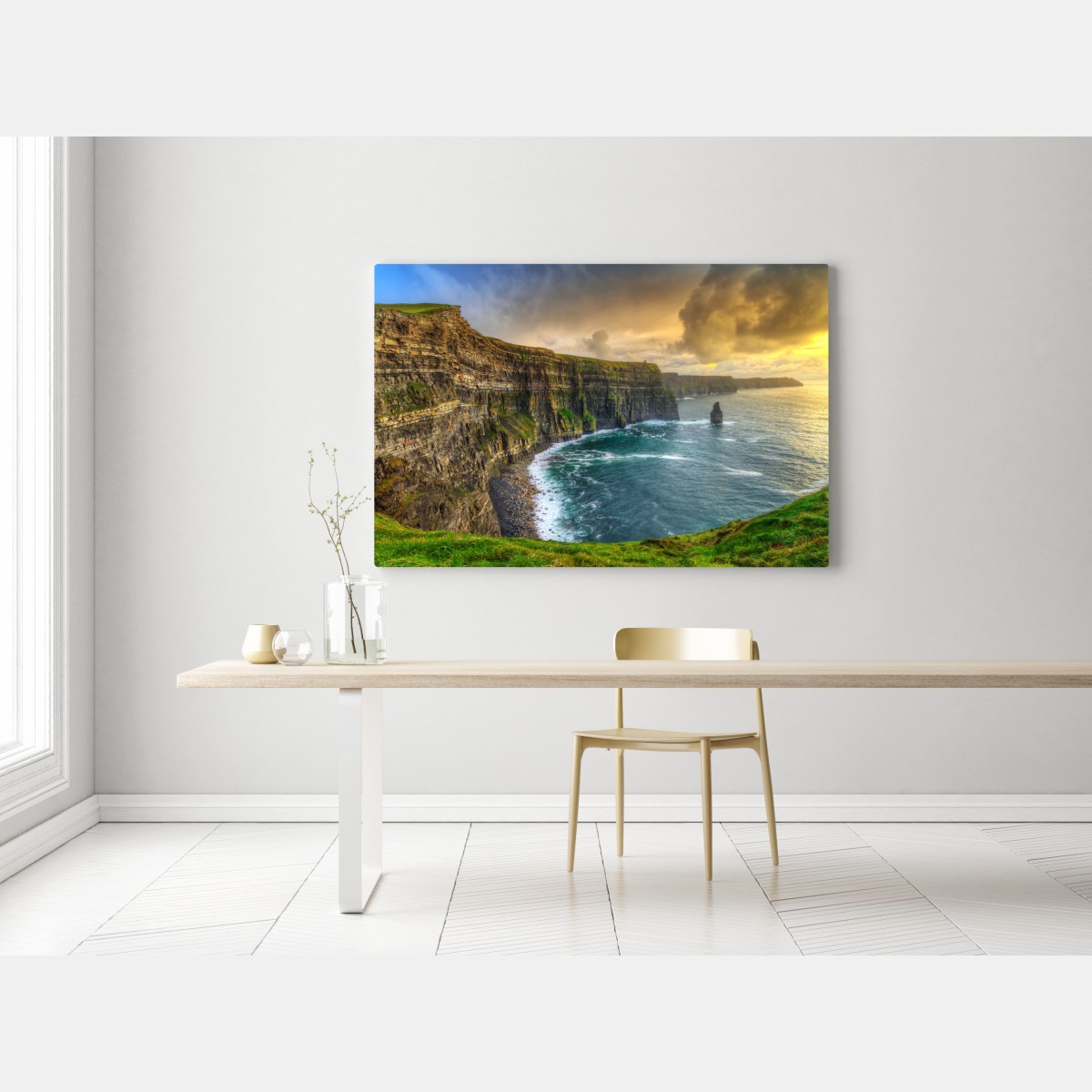 Obraz na płótnie dramatyczne klify wybrzeża o zachodzie słońca – Wallissimo® Obraz na płótnie dramatyczne klify wybrzeża o zachodzie słońca – Wallissimo®