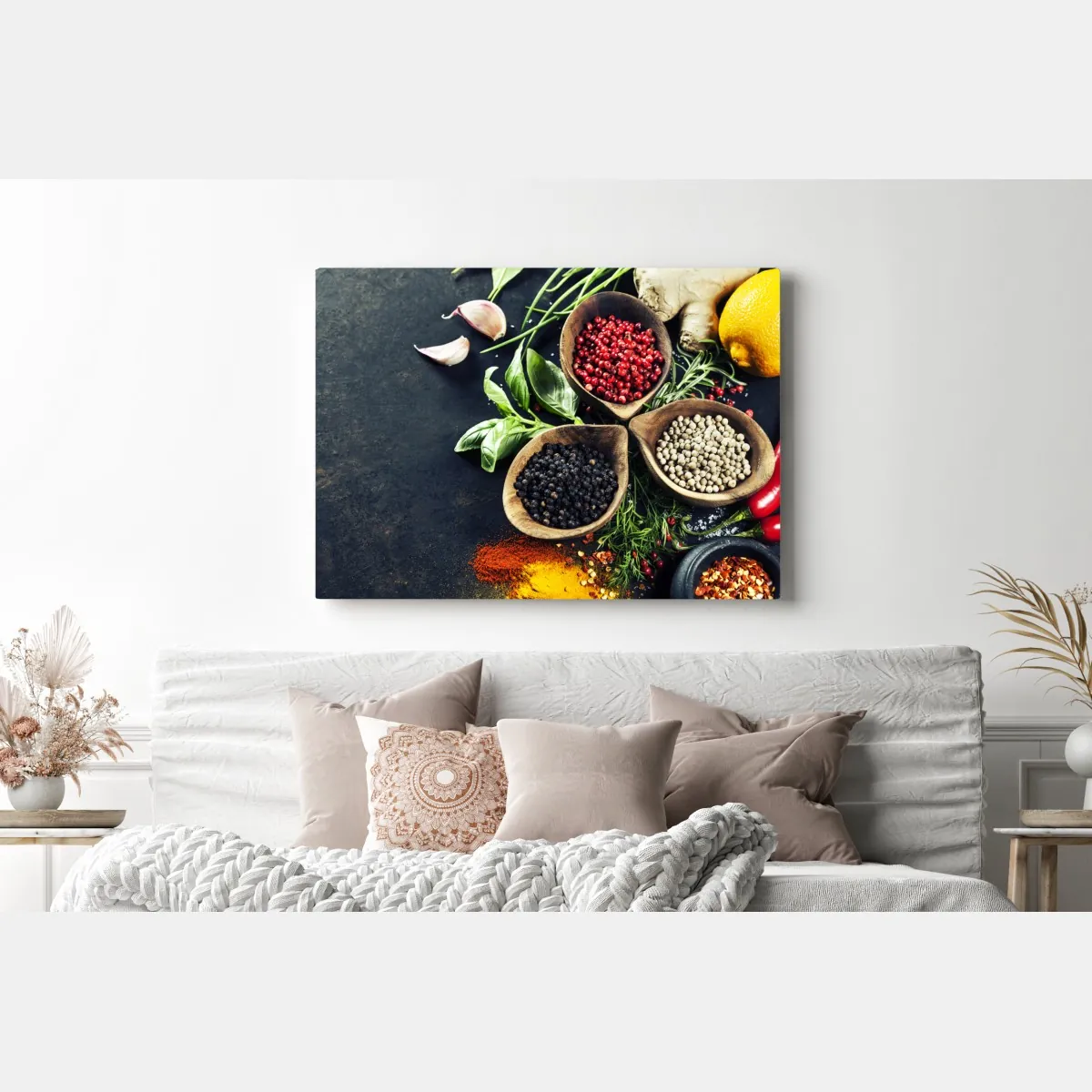 Obraz na płótnie żywe przyprawy i świeże zioła – Wallissimo® Obraz na płótnie żywe przyprawy i świeże zioła – Wallissimo®