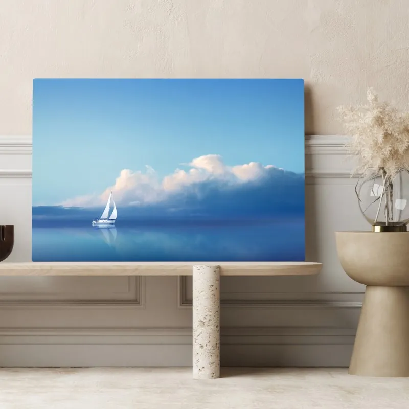 Obraz na płótnie żaglówka na spokojnym niebieskim morzu – Wallissimo® Obraz na płótnie żaglówka na spokojnym niebieskim morzu – Wallissimo®