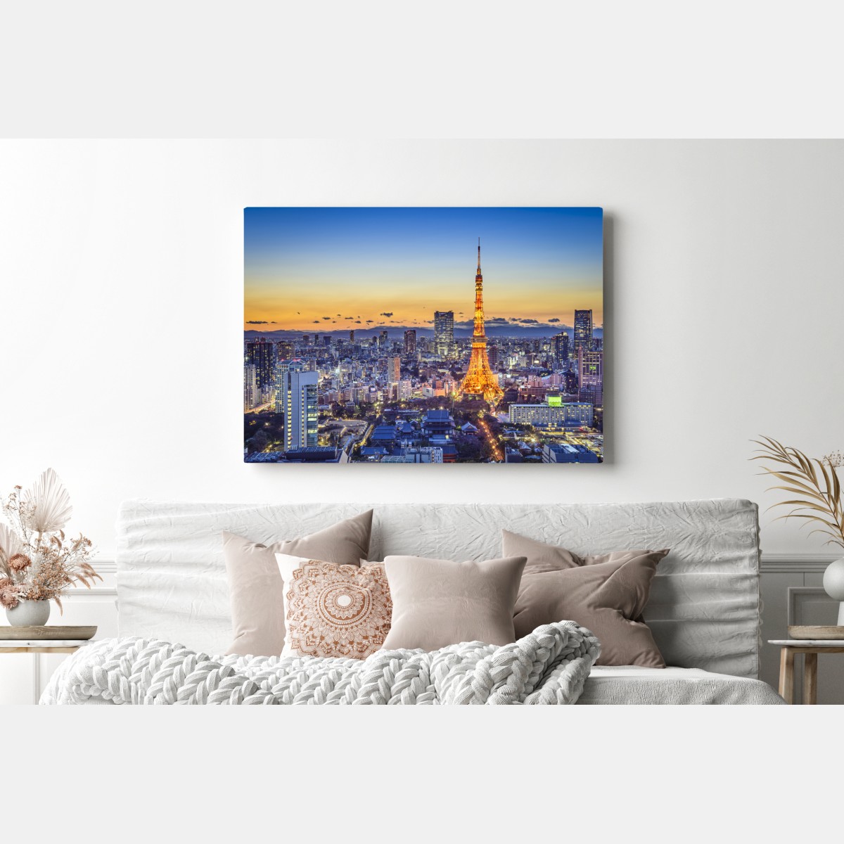 Obraz na płótnie Wieża Tokijska o zmierzchu nad panoramą Tokio – Wallissimo® Obraz na płótnie Wieża Tokijska o zmierzchu nad panoramą Tokio – Wallissimo®