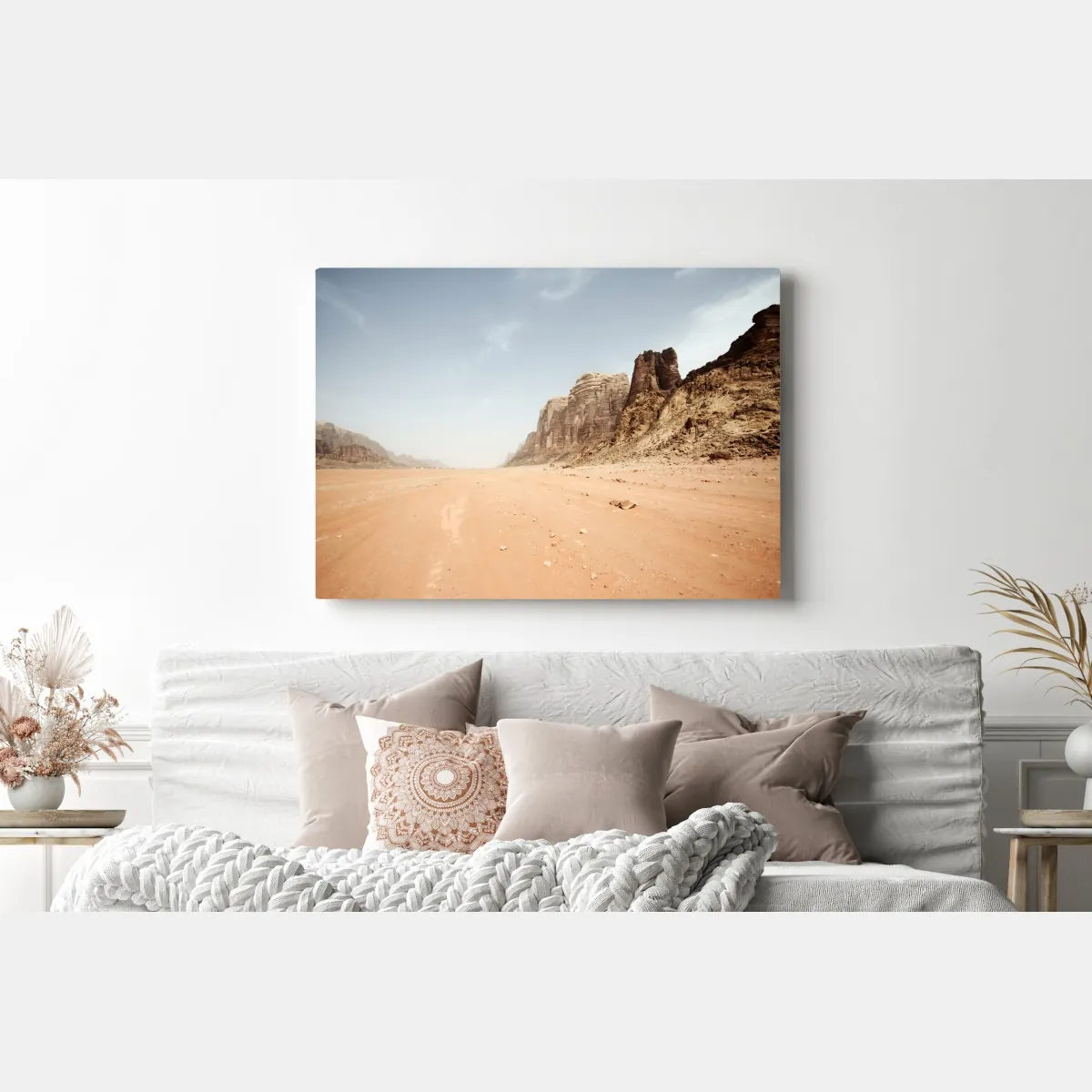 Obraz na płótnie rozległa panorama pustyni Wadi Rum, Jordania – Wallissimo® Obraz na płótnie rozległa panorama pustyni Wadi Rum, Jordania – Wallissimo®
