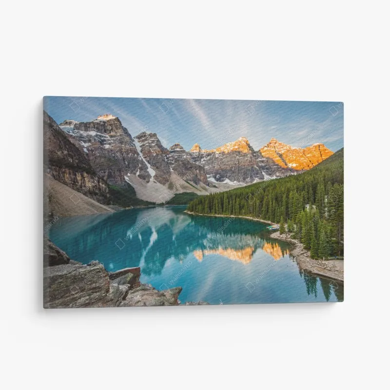 Obraz na płótnie alpejskie jezioro o wschodzie słońca