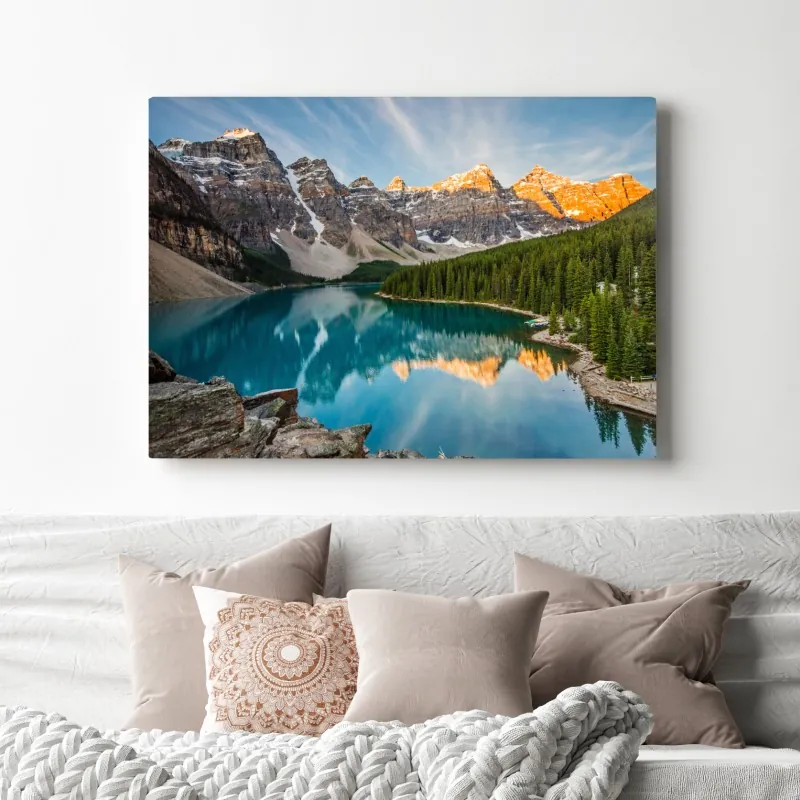 Obraz na płótnie alpejskie jezioro o wschodzie słońca