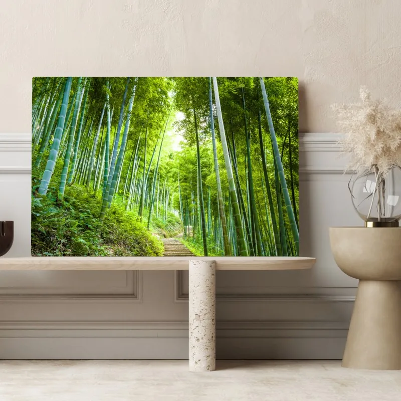 Obraz na płótnie spokojna ścieżka w bambusowym lesie – Wallissimo® Obraz na płótnie spokojna ścieżka w bambusowym lesie – Wallissimo®