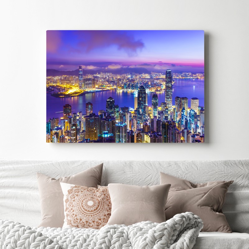 Obraz na płótnie Hong Kong panorama o świcie – Wallissimo® Obraz na płótnie Hong Kong panorama o świcie – Wallissimo®
