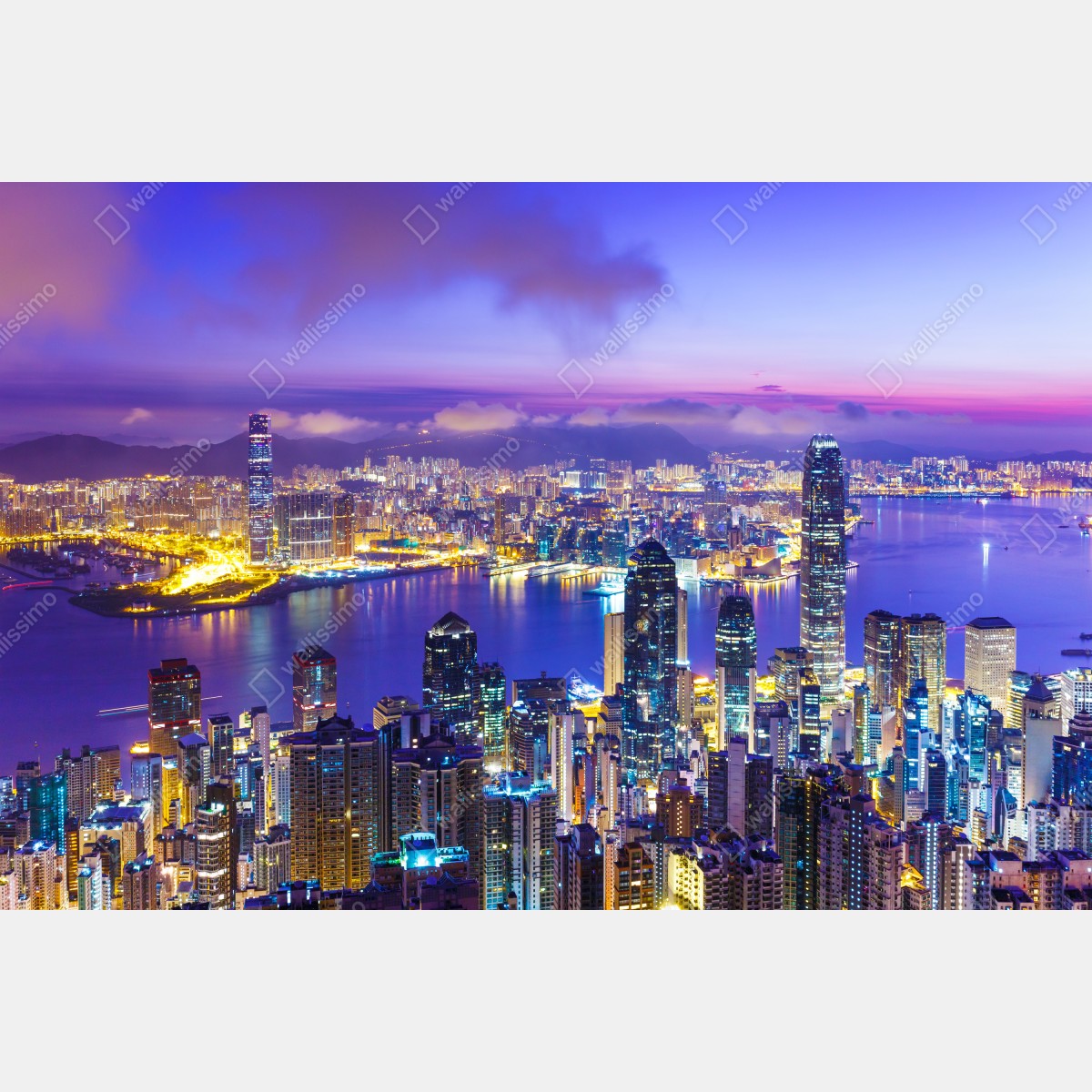 Obraz na płótnie Hong Kong panorama o świcie – Wallissimo® Obraz na płótnie Hong Kong panorama o świcie – Wallissimo®