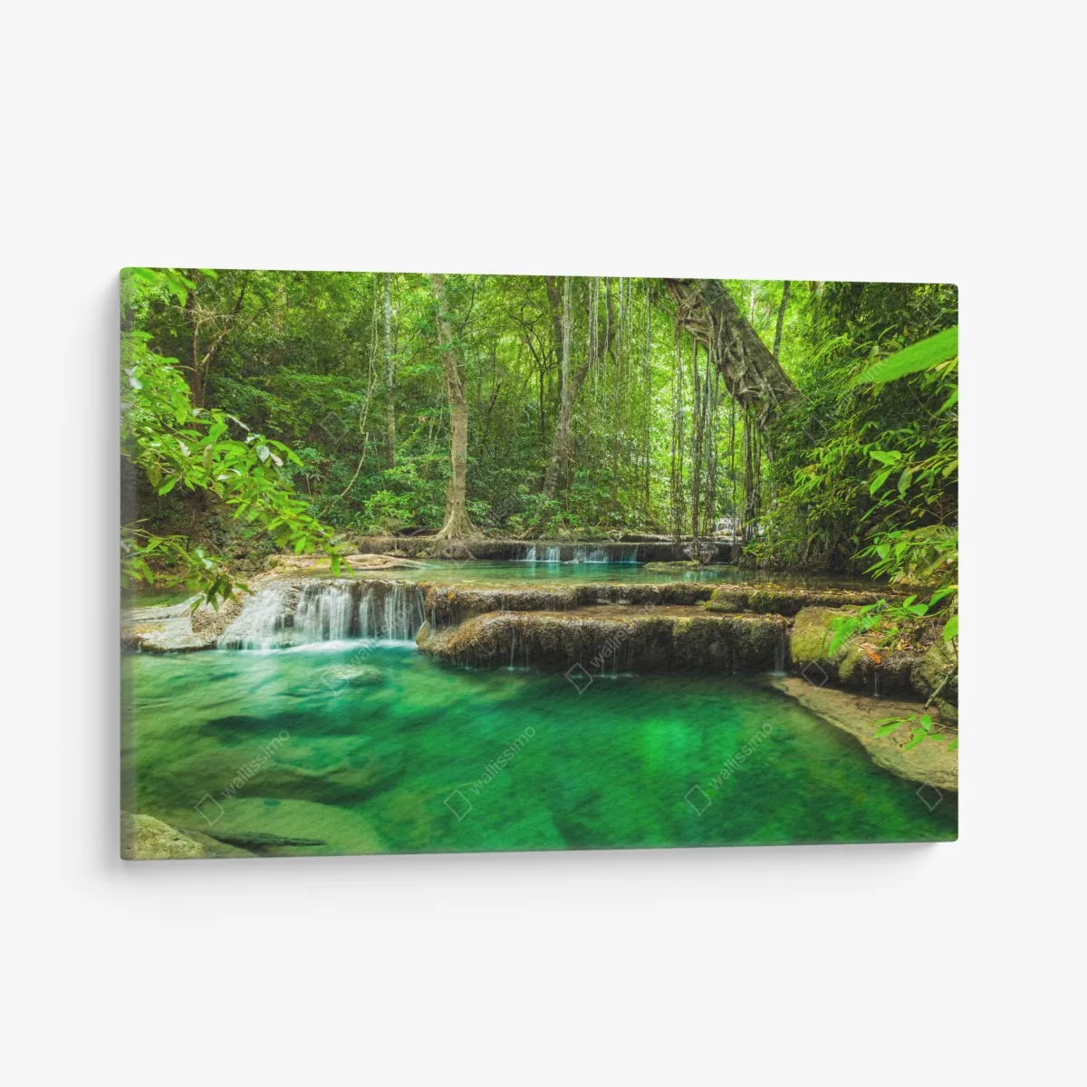 Obraz na płótnie spokojne turkusowe baseny przy wodospadzie Erawan – Wallissimo® Obraz na płótnie spokojne turkusowe baseny przy wodospadzie Erawan – Wallissimo®
