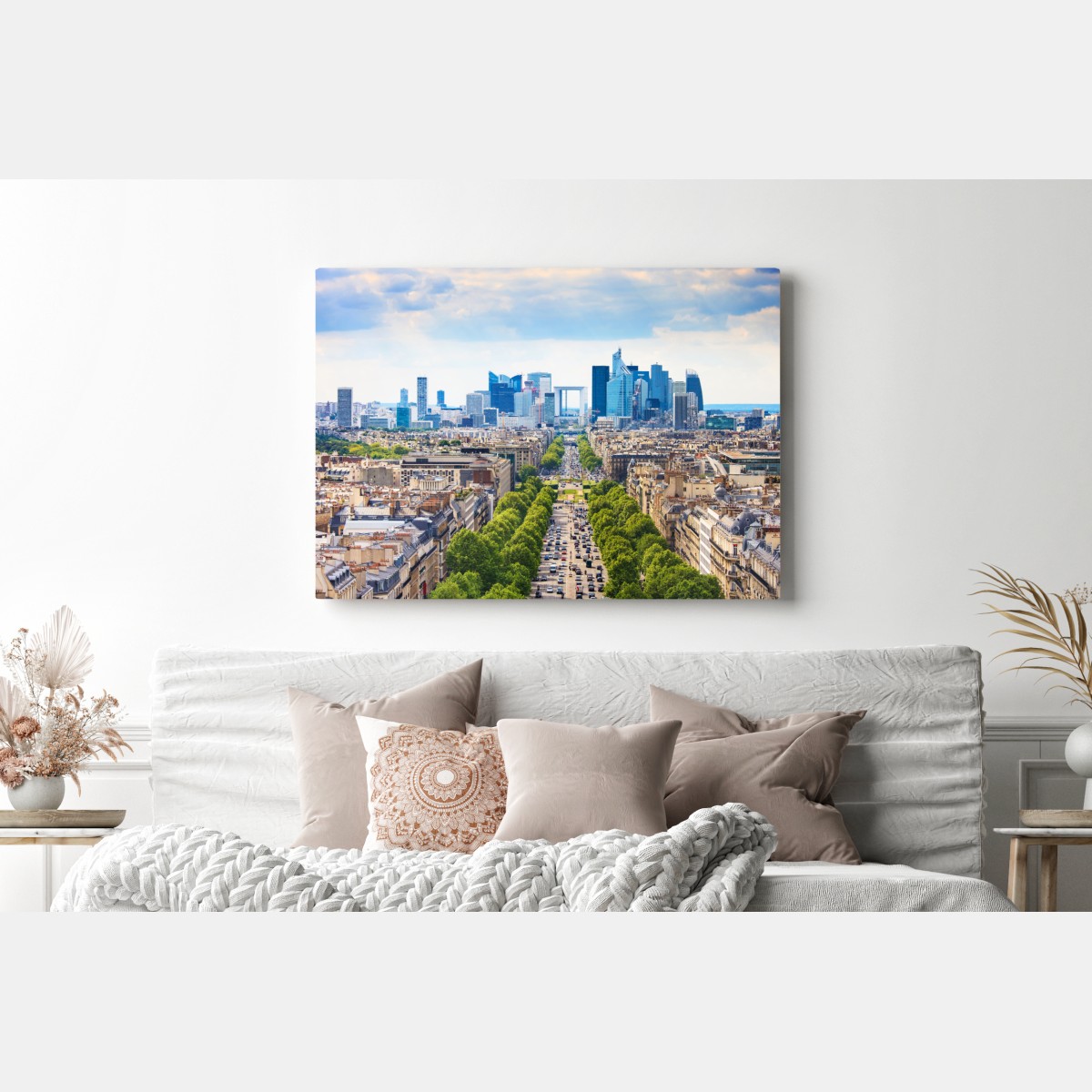 Obraz na płótnie Paryż panorama miasta z aleją obsadzoną drzewami – Wallissimo® Obraz na płótnie Paryż panorama miasta z aleją obsadzoną drzewami – Wallissimo®