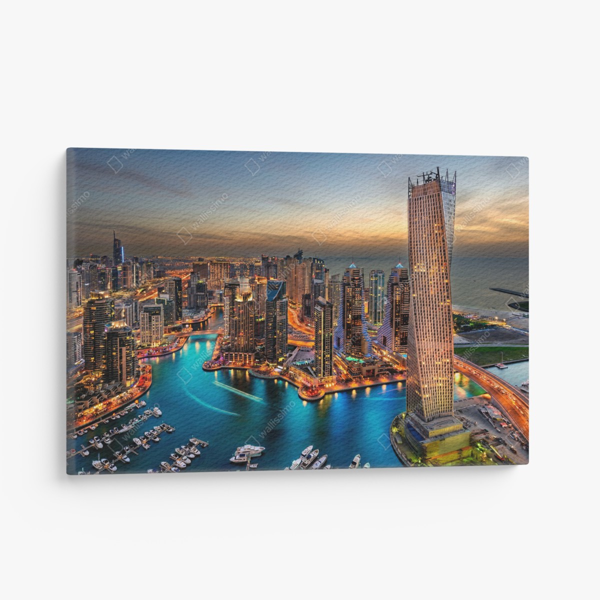 Canvas print vibrant Dubai Marina skyline at dusk