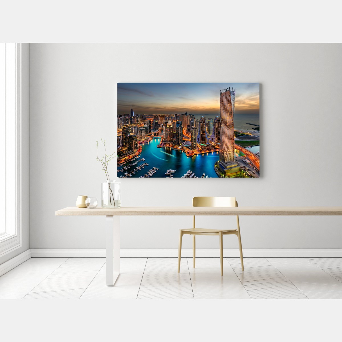 Obraz na płótnie Dubaj marina wieczorna panorama – Wallissimo® Obraz na płótnie Dubaj marina wieczorna panorama – Wallissimo®