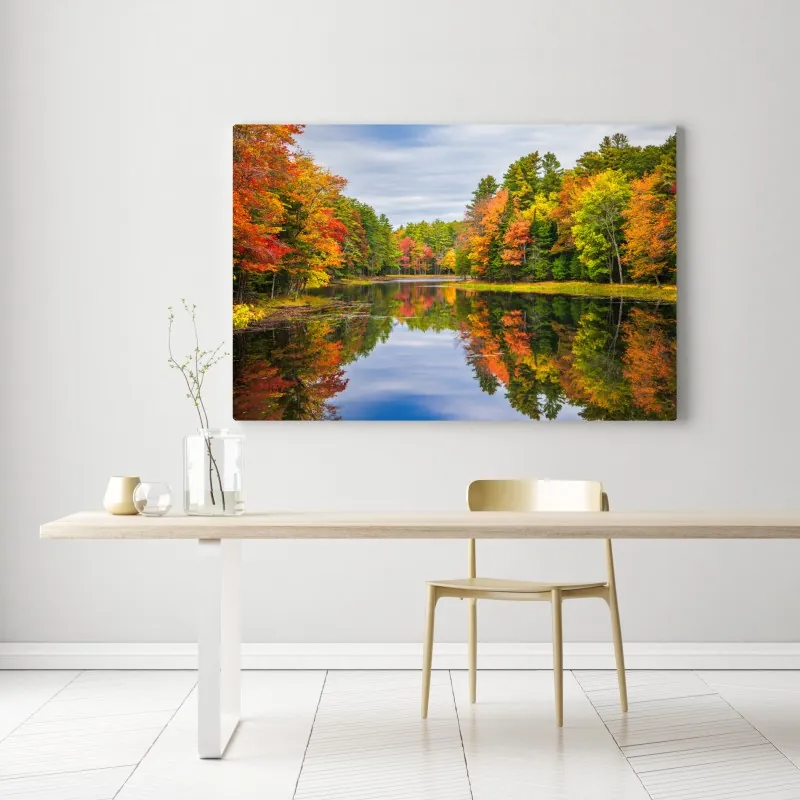 Obraz na płótnie jesienne odbicia w Nowej Anglii – Wallissimo® Obraz na płótnie jesienne odbicia w Nowej Anglii – Wallissimo®