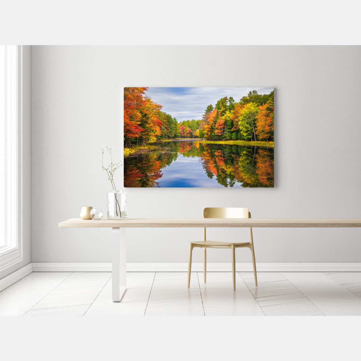 Obraz na płótnie jesienne odbicia w Nowej Anglii – Wallissimo® Obraz na płótnie jesienne odbicia w Nowej Anglii – Wallissimo®
