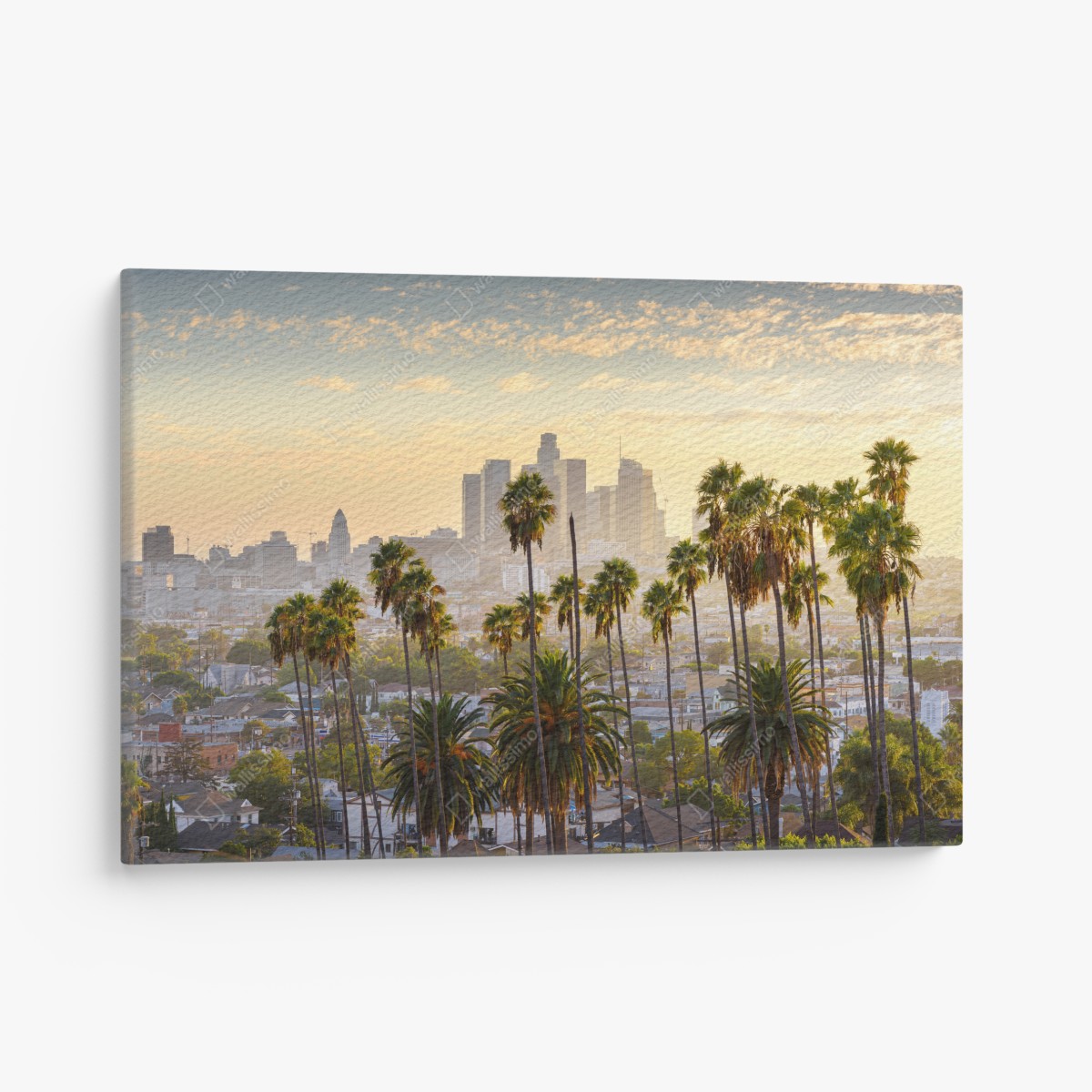 Canvas print golden Los Angeles skyline with palm trees