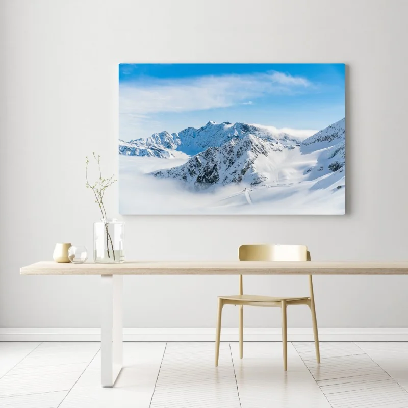 Obraz na płótnie panorama lodowca Kaunertal nad zaśnieżonymi szczytami – Wallissimo® Obraz na płótnie panorama lodowca Kaunertal nad zaśnieżonymi szczytami – Wallissimo®