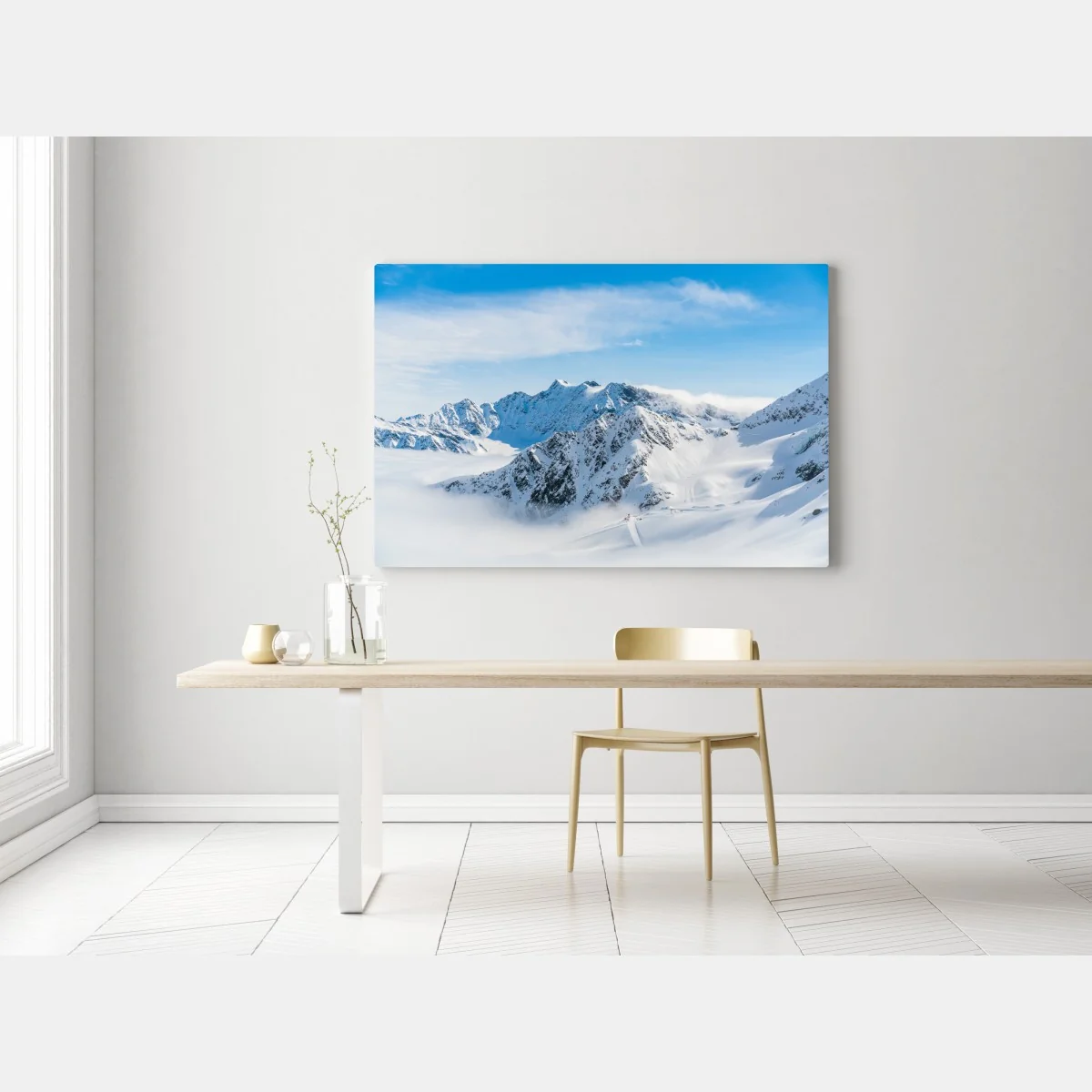 Obraz na płótnie panorama lodowca Kaunertal nad zaśnieżonymi szczytami – Wallissimo® Obraz na płótnie panorama lodowca Kaunertal nad zaśnieżonymi szczytami – Wallissimo®