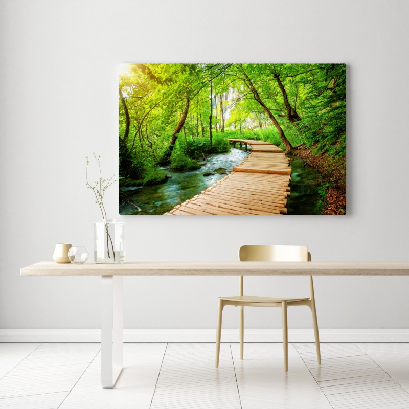 Obraz na płótnie drewniany pomost w Plitwickich Jeziorach – Wallissimo® Obraz na płótnie drewniany pomost w Plitwickich Jeziorach – Wallissimo®