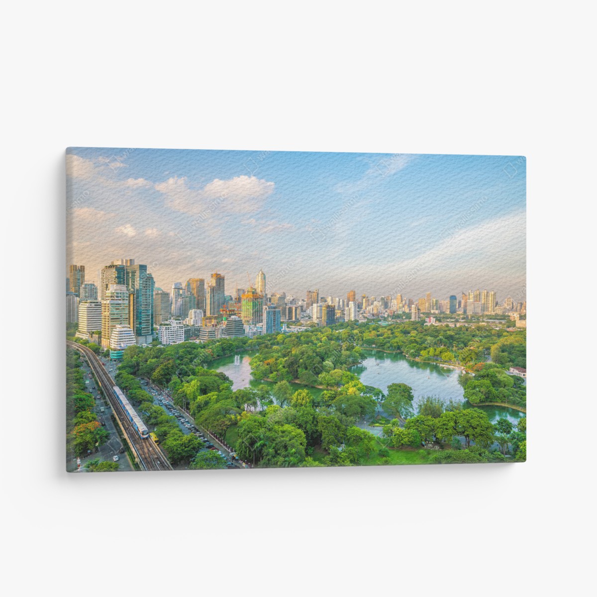 Canvas print Bangkok skyline over Lumpini Park