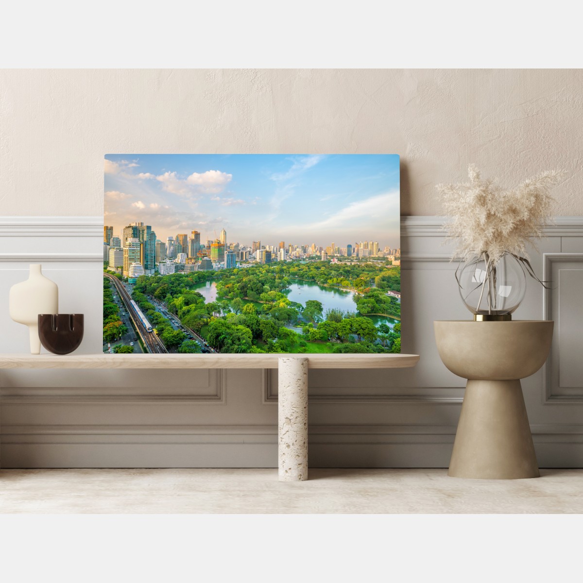 Obraz na płótnie Bangkok panorama nad parkiem Lumpini – Wallissimo® Obraz na płótnie Bangkok panorama nad parkiem Lumpini – Wallissimo®
