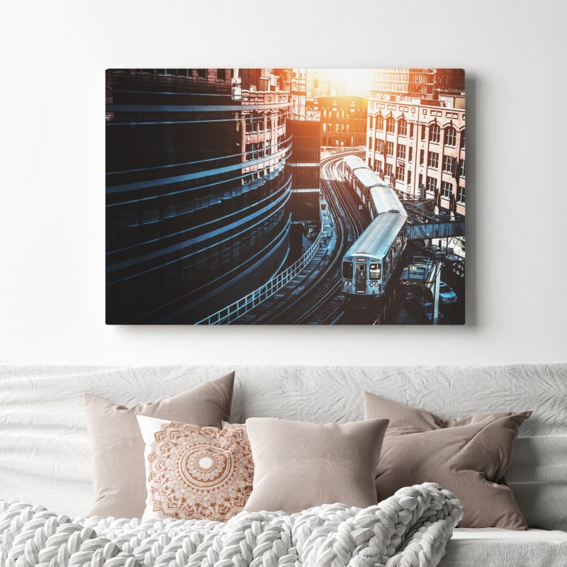 Obraz na płótnie Chicago kolej nadziemna w centrum – Wallissimo® Obraz na płótnie Chicago kolej nadziemna w centrum – Wallissimo®