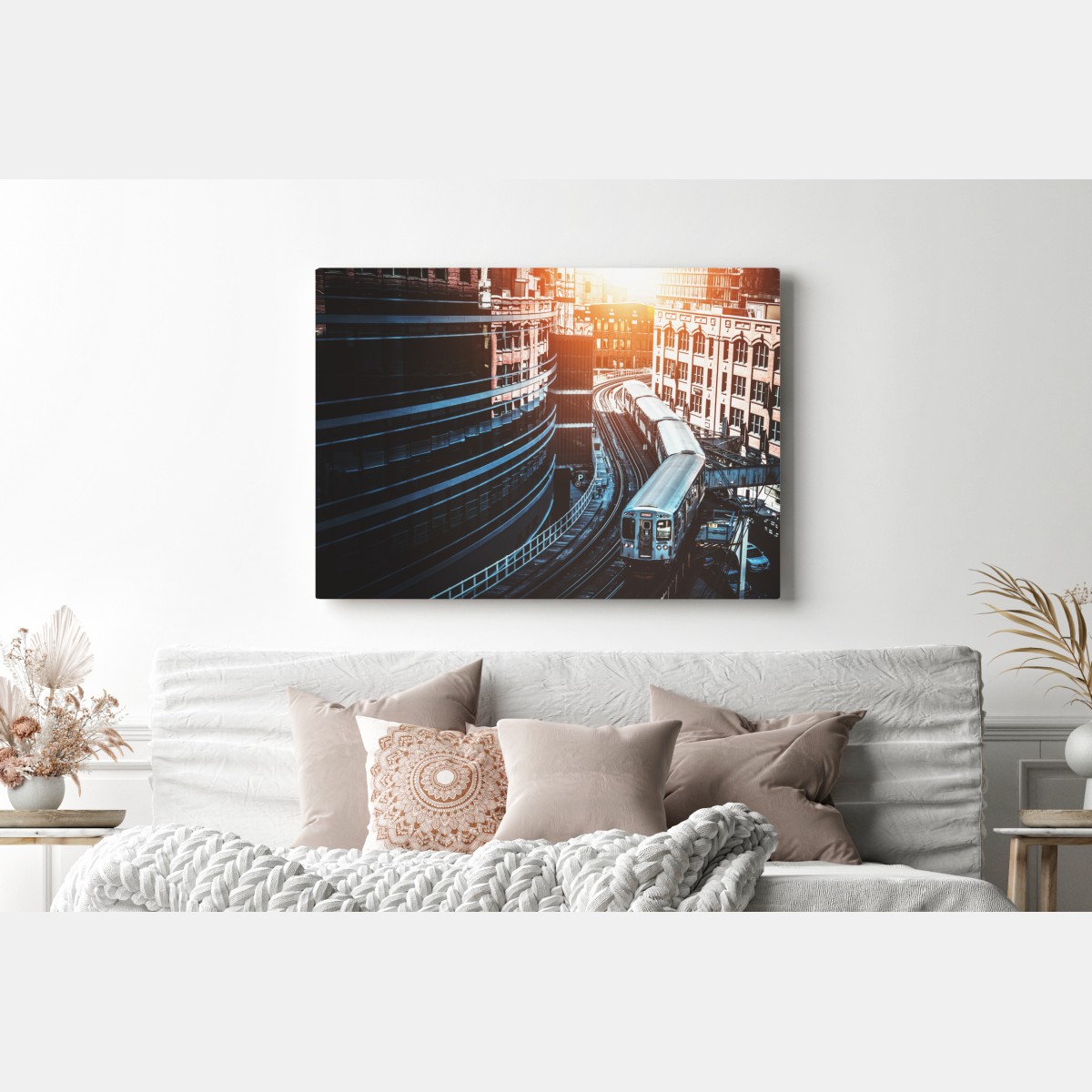 Obraz na płótnie Chicago kolej nadziemna w centrum – Wallissimo® Obraz na płótnie Chicago kolej nadziemna w centrum – Wallissimo®