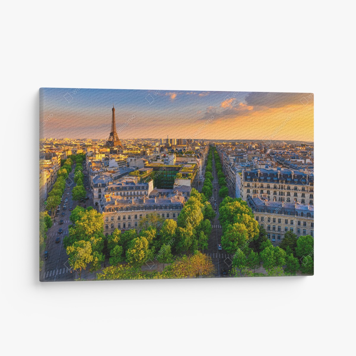 Canvas print sunset skyline of Paris with Eiffel Tower