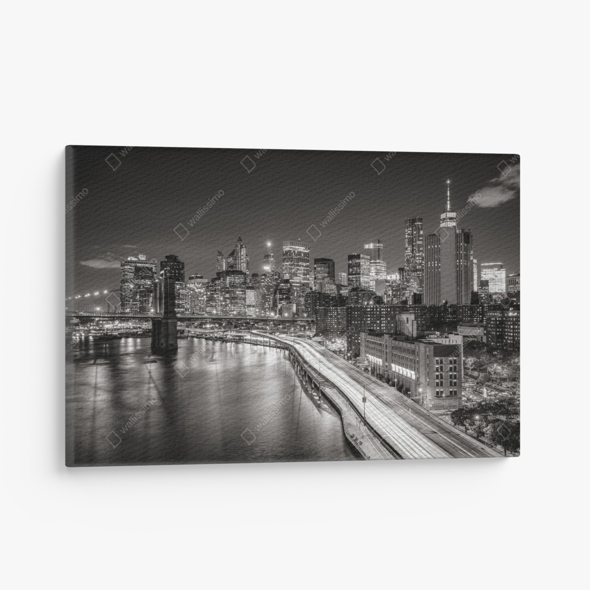 Canvas print monochrome city skyline at night