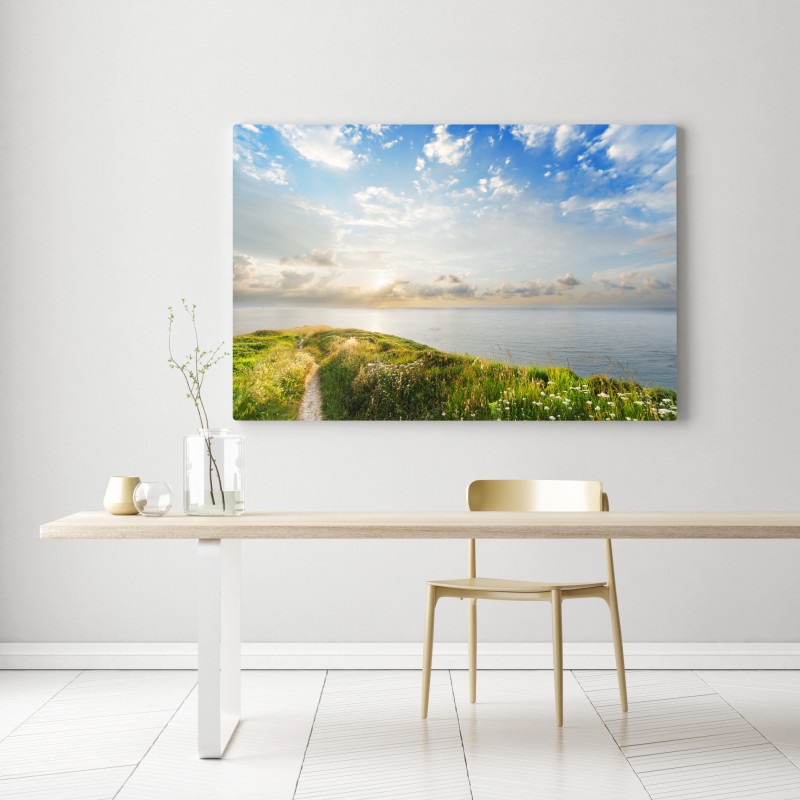 Obraz na płótnie słoneczna nadmorska ścieżka prowadząca do morza – Wallissimo® Obraz na płótnie słoneczna nadmorska ścieżka prowadząca do morza – Wallissimo®