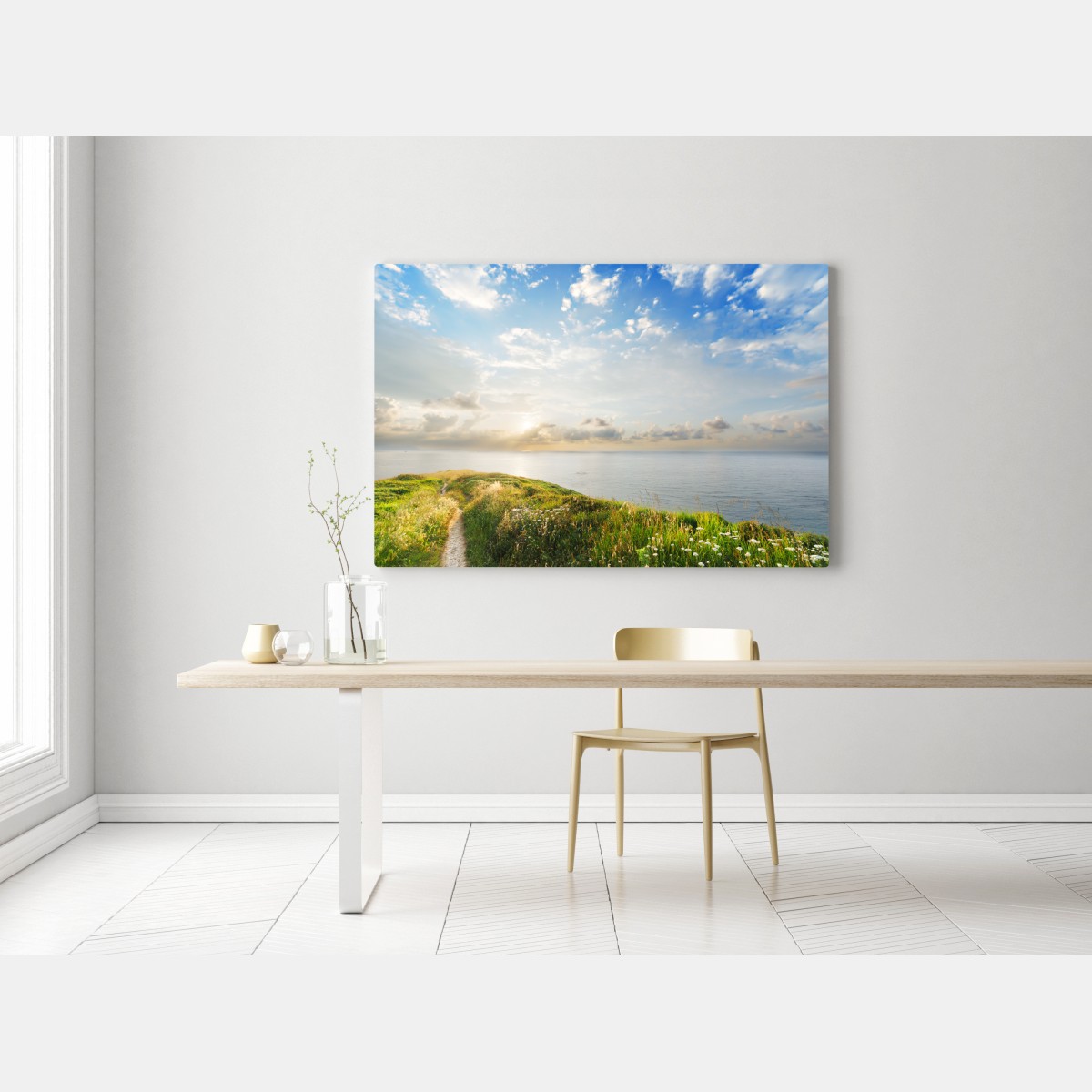 Obraz na płótnie słoneczna nadmorska ścieżka prowadząca do morza – Wallissimo® Obraz na płótnie słoneczna nadmorska ścieżka prowadząca do morza – Wallissimo®