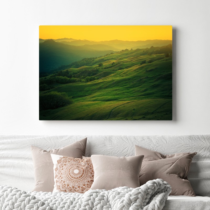 Obraz na płótnie falujące wzgórza Północnej Kalifornii o zachodzie słońca – Wallissimo® Obraz na płótnie falujące wzgórza Północnej Kalifornii o zachodzie słońca – Wallissimo®