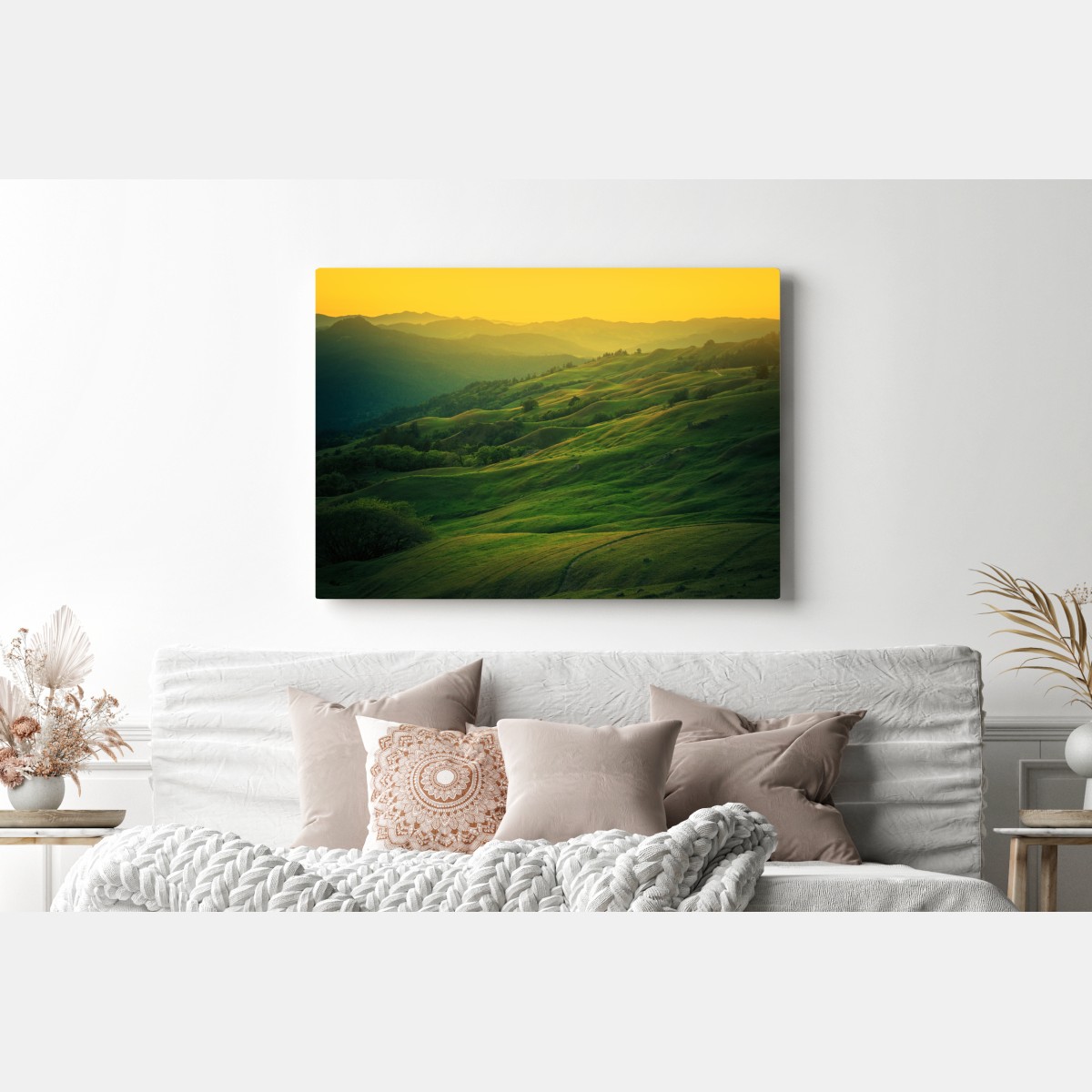 Obraz na płótnie falujące wzgórza Północnej Kalifornii o zachodzie słońca – Wallissimo® Obraz na płótnie falujące wzgórza Północnej Kalifornii o zachodzie słońca – Wallissimo®