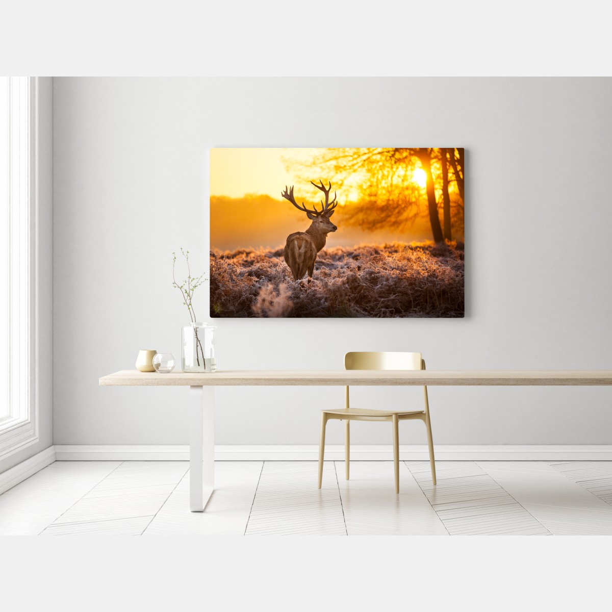 Obraz na płótnie złoty jeleń o świcie – Wallissimo® Obraz na płótnie złoty jeleń o świcie – Wallissimo®