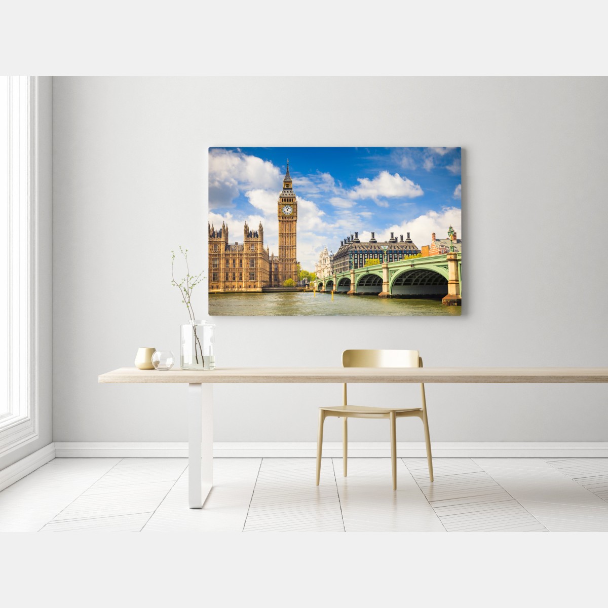 Obraz na płótnie widok Londynu z wieżą zegarową Big Ben i mostem Westminster – Wallissimo® Obraz na płótnie widok Londynu z wieżą zegarową Big Ben i mostem Westminster – Wallissimo®