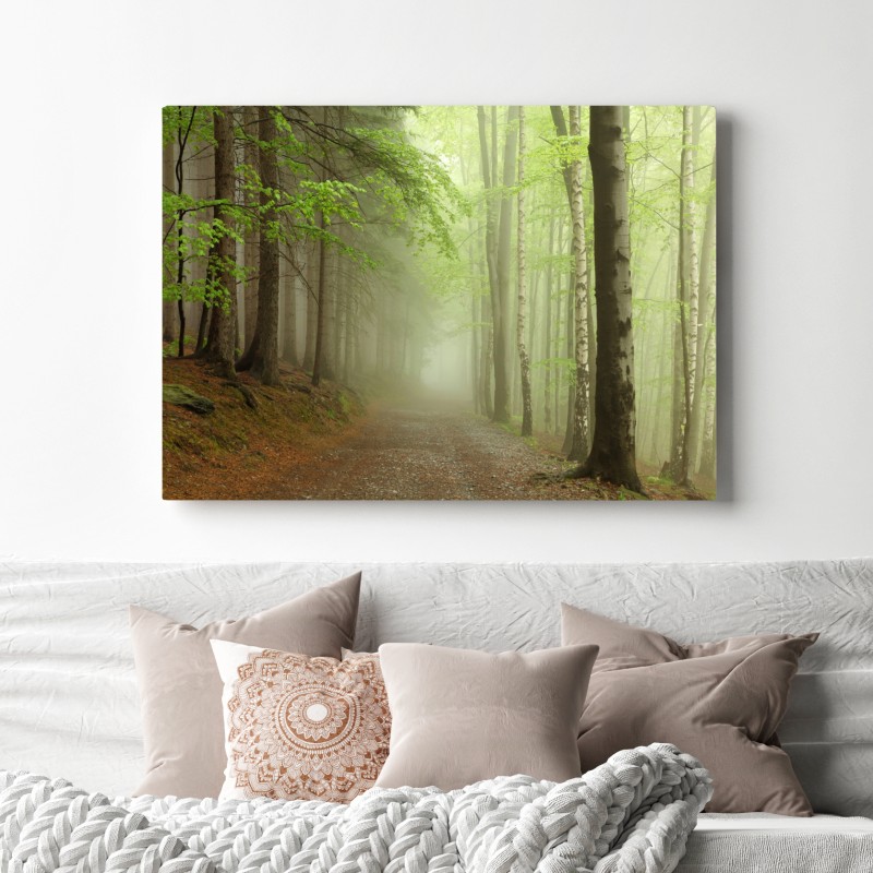 Obraz na płótnie mglisty leśny szlak – Wallissimo® Obraz na płótnie mglisty leśny szlak – Wallissimo®