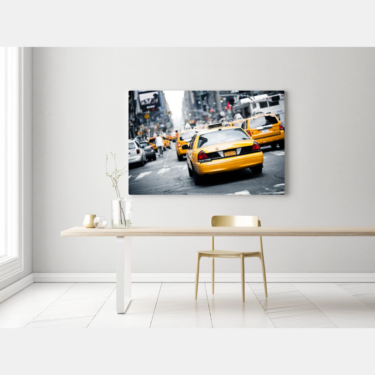 Obraz na płótnie żółte taksówki na ruchliwej ulicy Nowego Jorku – Wallissimo® Obraz na płótnie żółte taksówki na ruchliwej ulicy Nowego Jorku – Wallissimo®