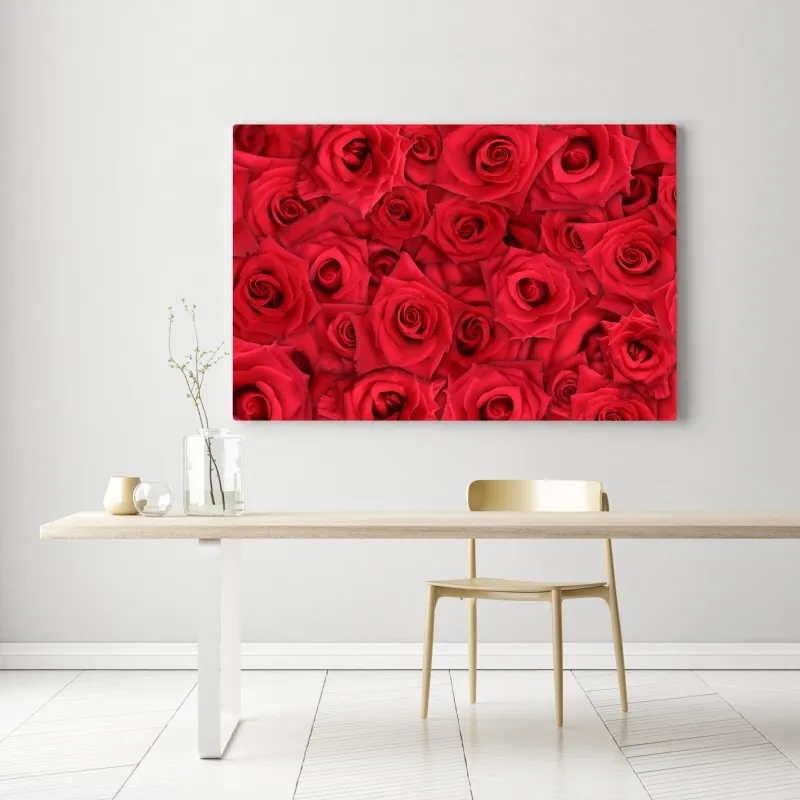 Obraz na płótnie żywe czerwone róże kolaż – Wallissimo® Obraz na płótnie żywe czerwone róże kolaż – Wallissimo®