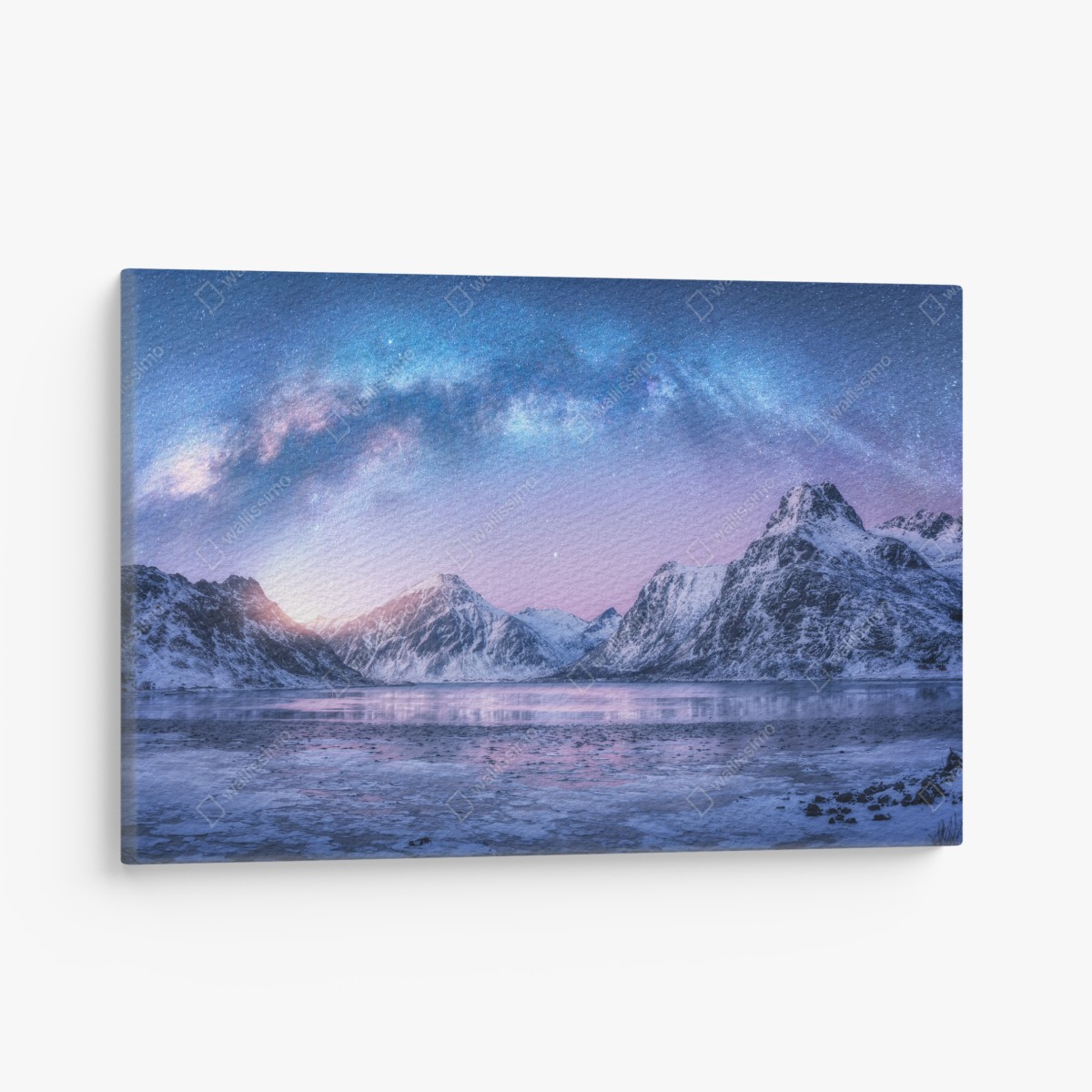 Canvas print serene arctic mountain night under the milky way