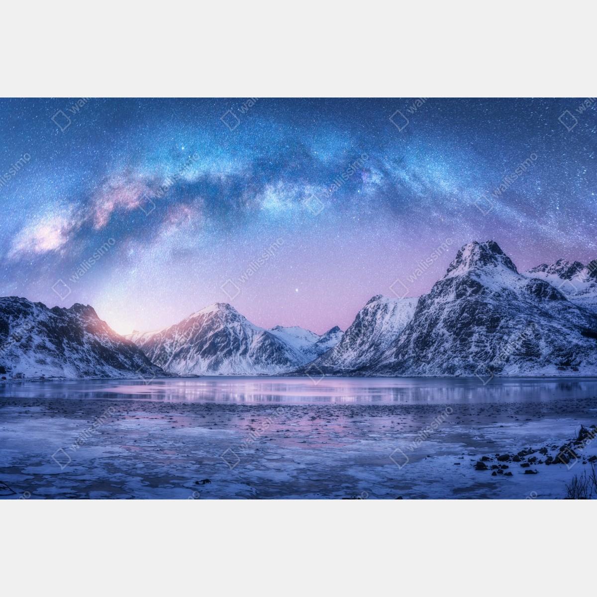 Obraz na płótnie spokojna arktyczna noc w górach pod drogą mleczną – Wallissimo® Obraz na płótnie spokojna arktyczna noc w górach pod drogą mleczną – Wallissimo®