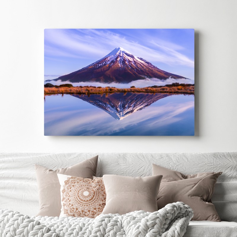 Obraz na płótnie majestatyczne odbicie góry o wschodzie słońca – Wallissimo® Obraz na płótnie majestatyczne odbicie góry o wschodzie słońca – Wallissimo®