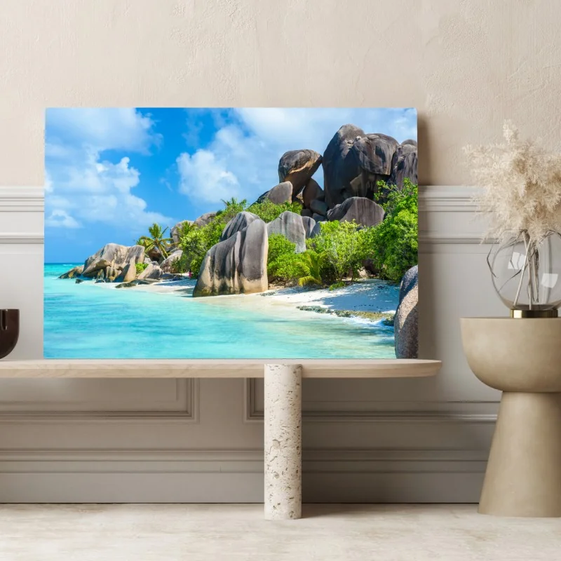 Obraz na płótnie plaża Anse Source d'Argent, La Digue – Wallissimo® Obraz na płótnie plaża Anse Source d'Argent, La Digue – Wallissimo®