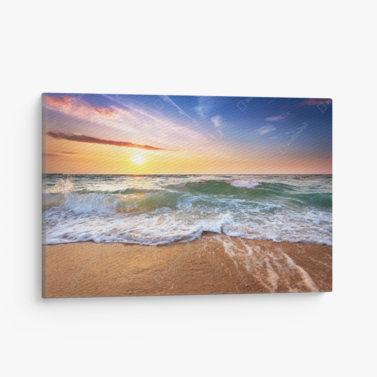 Canvas print golden beach sunset over gentle waves