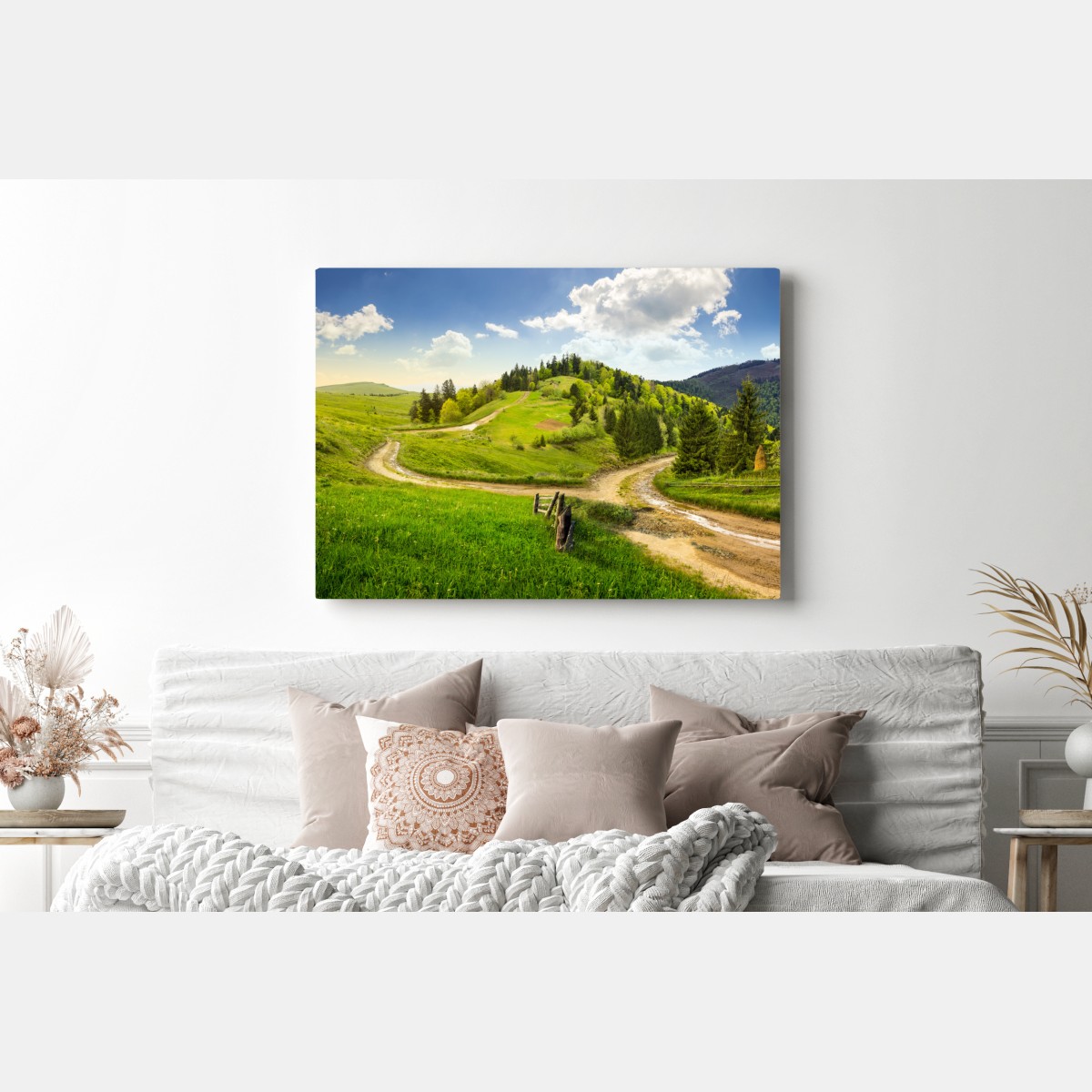 Obraz na płótnie kręta droga przez zielone wzgórza – Wallissimo® Obraz na płótnie kręta droga przez zielone wzgórza – Wallissimo®