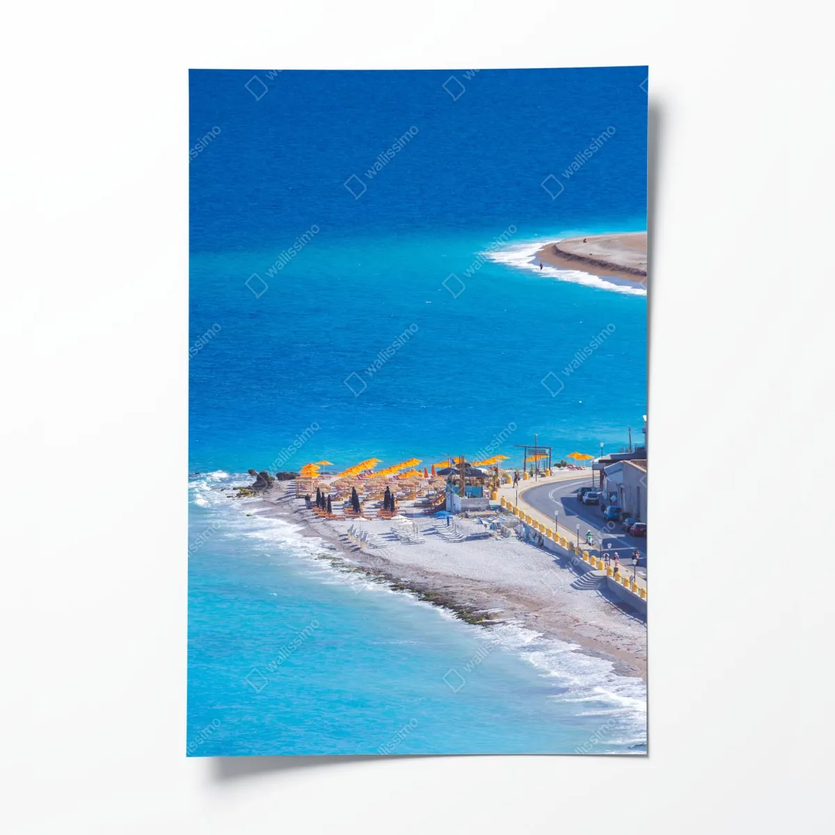 Plakat Rodos plaża z kolorowymi parasolami – Wallissimo® Plakat Rodos plaża z kolorowymi parasolami – Wallissimo®