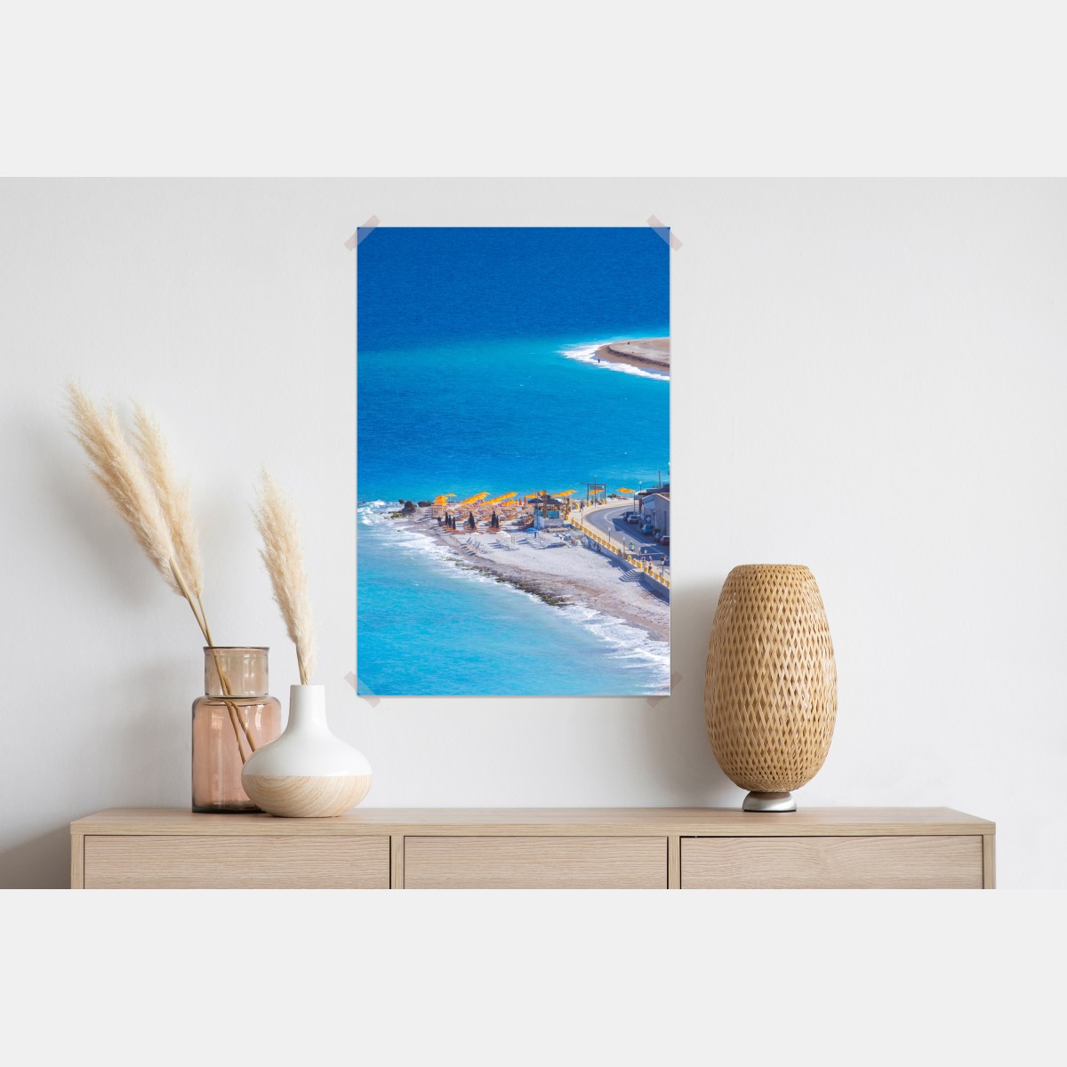 Plakat Rodos plaża z kolorowymi parasolami – Wallissimo® Plakat Rodos plaża z kolorowymi parasolami – Wallissimo®